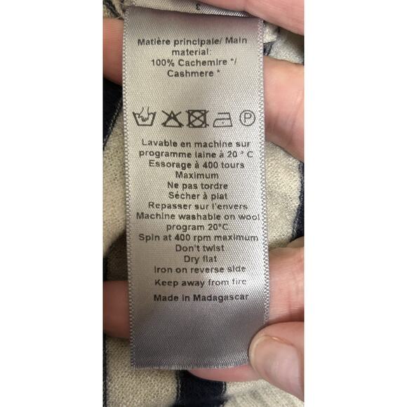 Zadig & Voltaire Miss CP Ivory Stripes Cashmere Crystal-Embellished Sweater - S - Picture 9 of 10